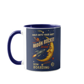 Moon Rocket Ride Vintage Space Mug