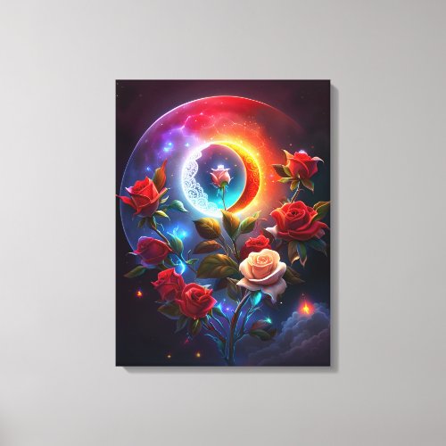 Moon Roses 457 cm x 61 cm Canvas Print