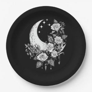Moon Roses - Romantic Goth - Whimsigoth Witchy Wit Paper Plates