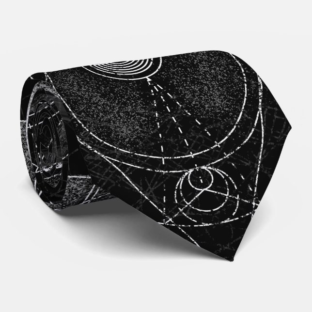 Moon Sacred Geometry Ornament Neck Tie (Rolled)