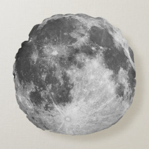 Moon Satellite Planet Solar System Lunar Gray Round Pillow