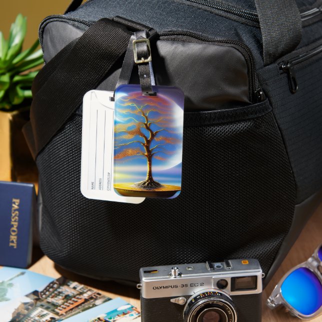 Moon scape bonsai luggage tag (Front & Back)