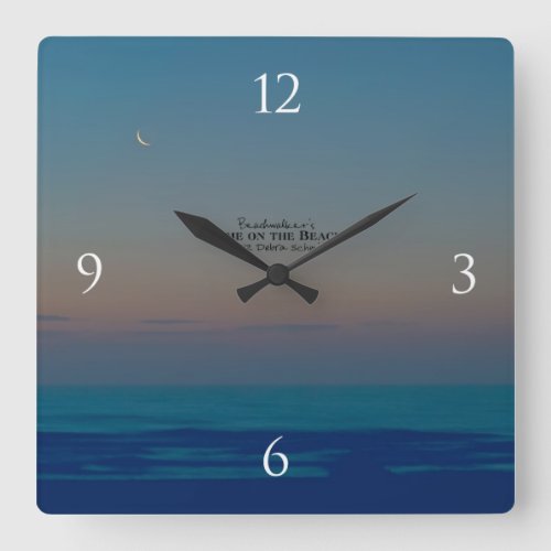 Moon Setting as the Sun Rises over the Ocean Square Wall Clock