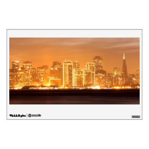 Moon setting over San Francisco on hazy December Wall Sticker