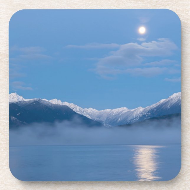 Moon Setting | Seabeck, Washington Beverage Coaster (Front)