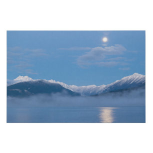 Moon Setting Seabeck, Washington Faux Canvas Print