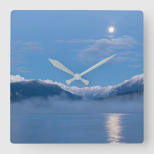 Moon Setting Seabeck, Washington Square Wall Clock