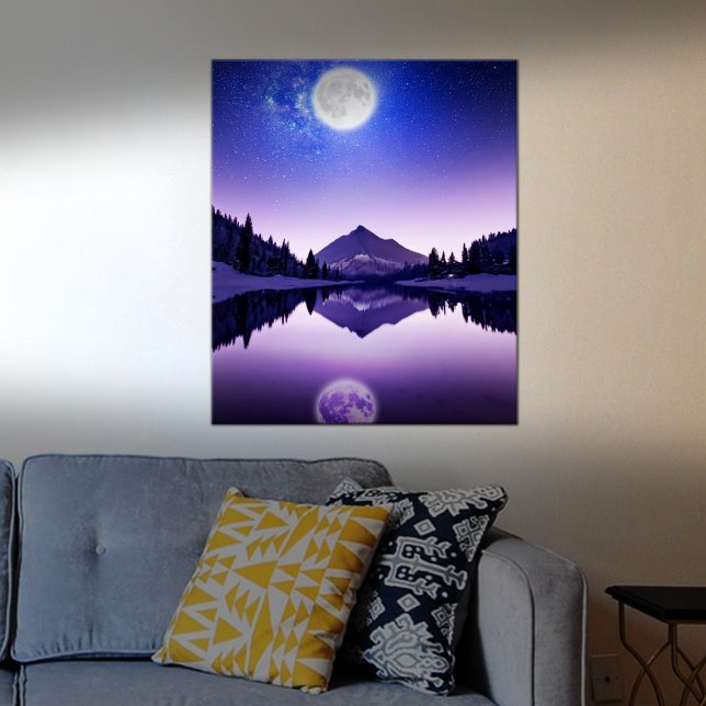 Moon shining night on lake poster (Creator Uploaded)