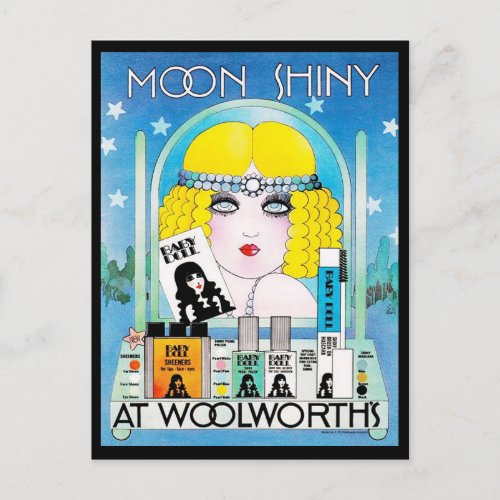 Moon Shiny Vintage Woolworth Baby Doll Holiday Postcard