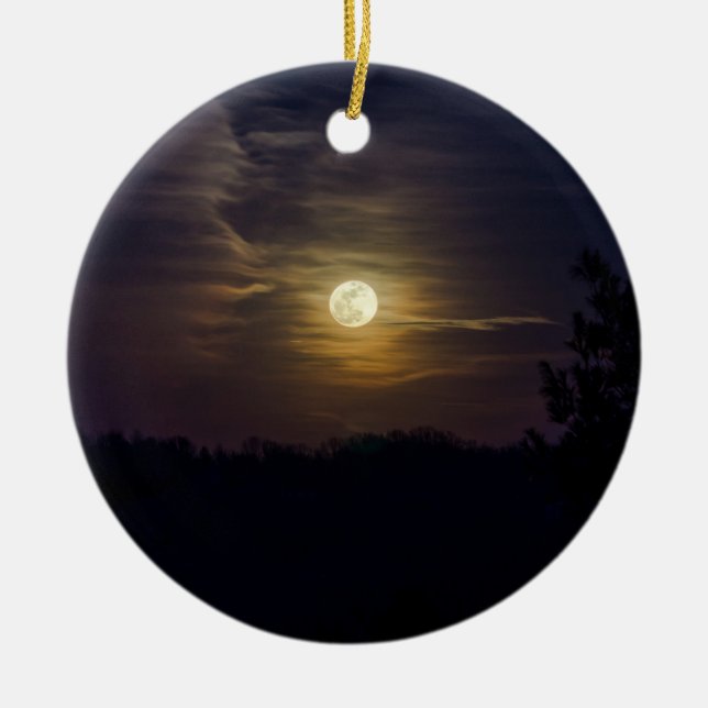 Moon Silhouette Ceramic Ornament (Front)