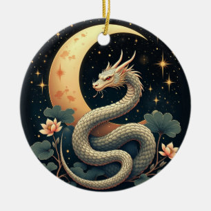 Moon Snake stars Ceramic Ornament