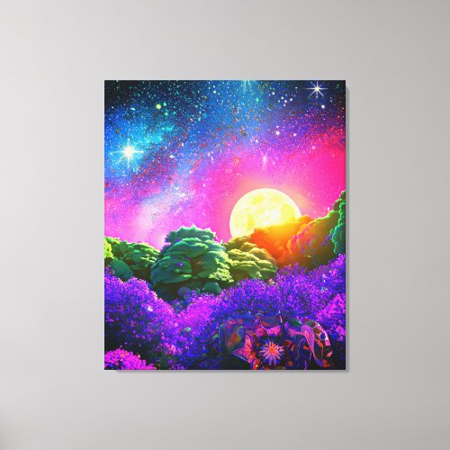 Moon space night abstract nature canvas print