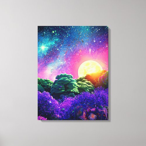 Moon space night abstract nature canvas print