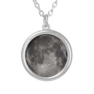 Moon Space Office Party Shower Peace Love Art Silver Plated Necklace