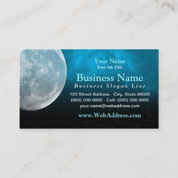 Moon / Space Photo Business Card - Aqua by coolcards_biz at Zazzle