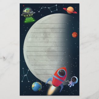 Moon Space Rocket Astronaut UFO Alien Children