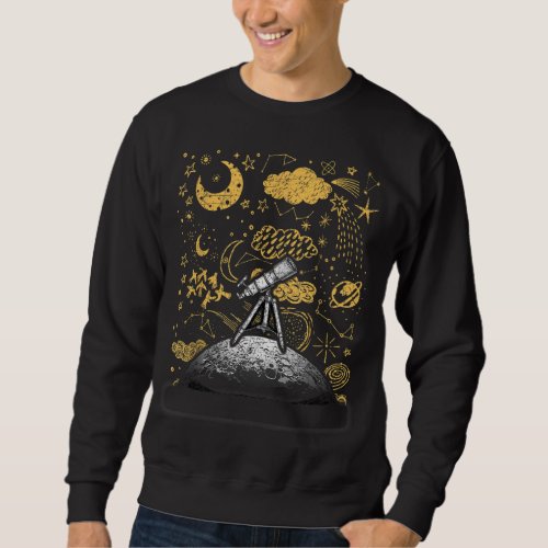Moon Spaceship Astronomy Planets Astronaut Sweatshirt