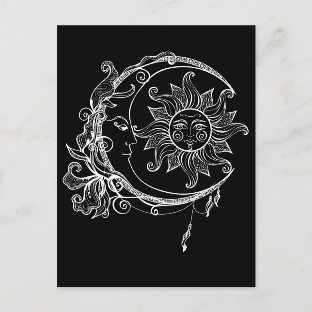 Moon Spiritual Crescent Sun Astronomy Stars Postcard (Front)