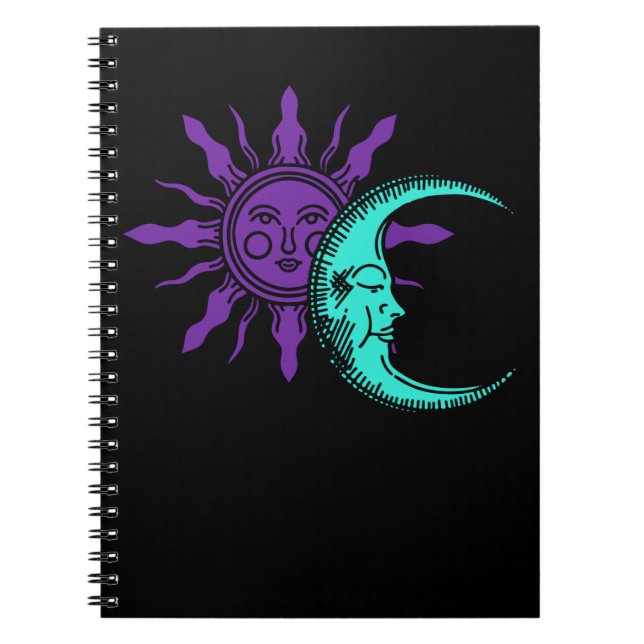 Moon Spiritual Drawing Crescent Astronomy Sun Notebook (Front)