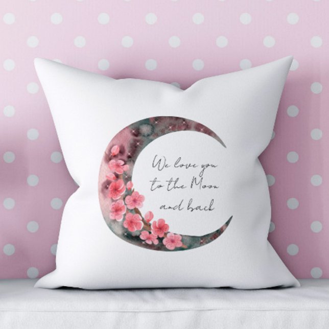 Moon Spring Flower Baby Girl Boho Nursery Throw Pillow (Creator Uploaded)