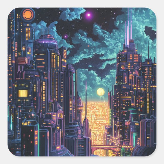 moon square sticker (Front)