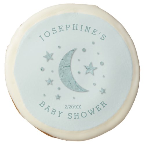 Moon Star Baby Shower Green Sugar Cookie