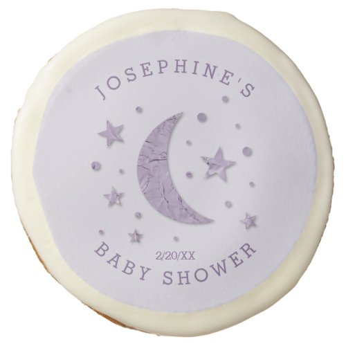 Moon Star Baby Shower Purple Sugar Cookie