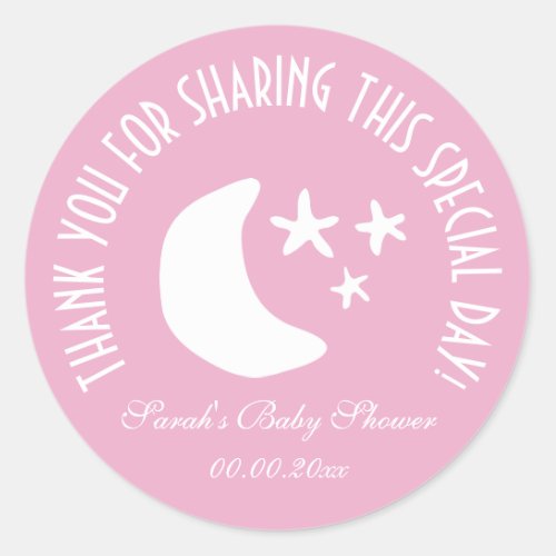 Moon star babyshower party favor thank you sticker
