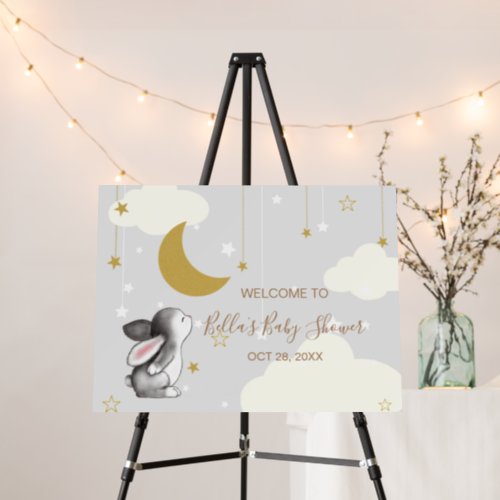 Moon Star Bunny Baby Shower Party Sign