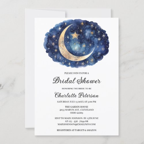 Moon Star Celestial Bridal Shower  Invitation