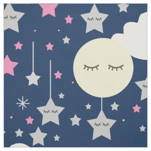 Moon Star Cloud Baby Girl Nursery Fabric