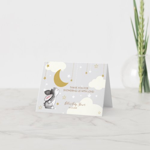 Moon Star Cloud Bunny Baby Shower Thank You Card