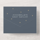 Moon Star & Cloud Navy Blue Book Baby Shower All In One Invitation (Back)