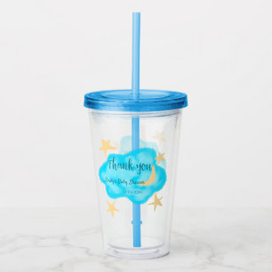 Moon star clouds watercolor baby shower add name t acrylic tumbler