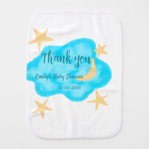 Moon star clouds watercolor baby shower add name t burp cloth