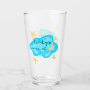 Moon star clouds watercolor baby shower add name t glass