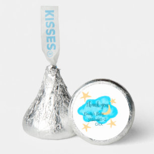Moon star clouds watercolor baby shower add name t hershey®'s kisses®
