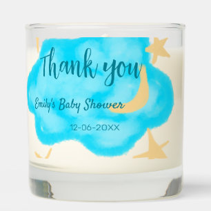 Moon star clouds watercolor baby shower add name t scented candle