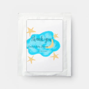 Moon star clouds watercolor baby shower add name t tea bag drink mix