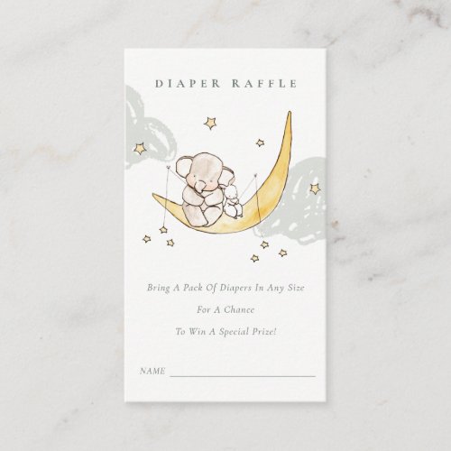 Moon Star Elephant Bunny Diaper Raffle Baby Shower Enclosure Card
