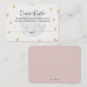 Moon Star Girl Pink Diaper Raffle Baby Shower Card