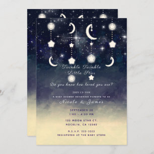 Moon Star Glow Celestial Watercolor Baby Shower Invitation