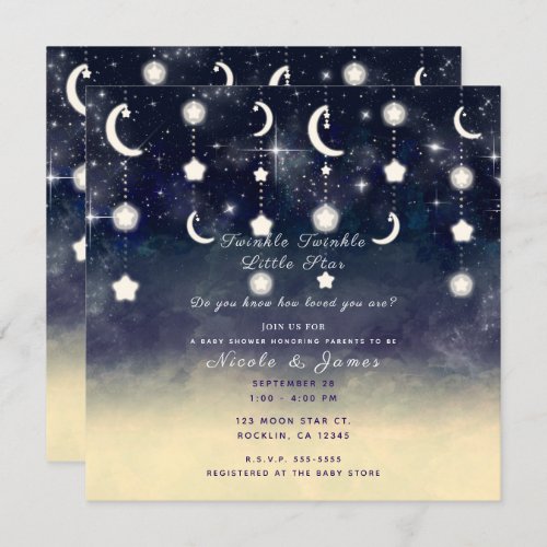 Moon Star Glow Celestial Watercolor Baby Shower Invitation