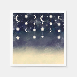Moon Star Glow Celestial Watercolor Baby Shower Napkins