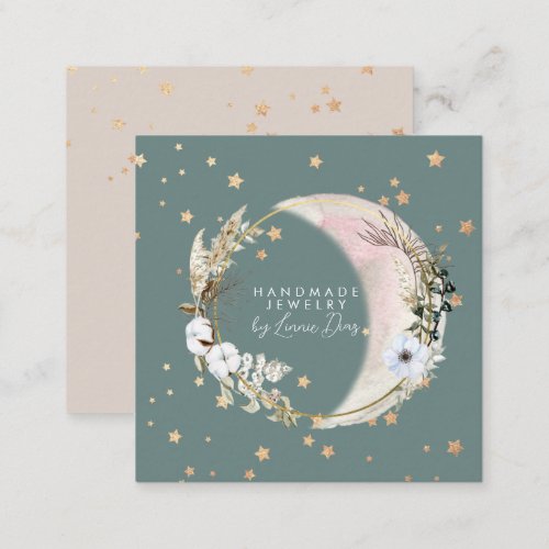 Moon Star Handmade Jewelry Artist Faux Gold E Square Business Card