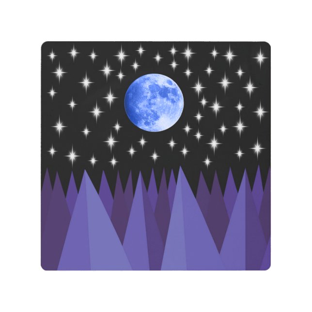 Moon Starlight Metal Wall Art (Front)