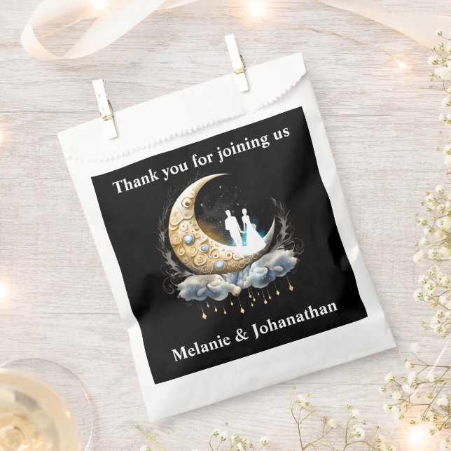 Moon starry night sky celestial crescent couple favor bag (Clipped)