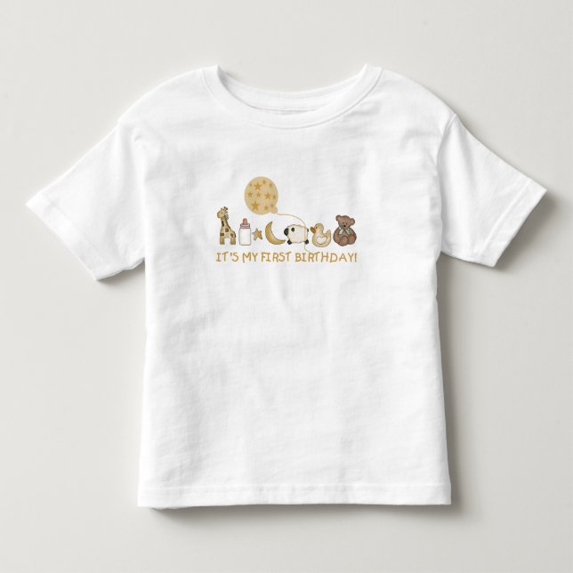 Moon,Stars, and Animals First Birthday Toddler T-shirt (Front)