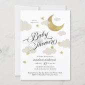 Moon, Stars, and Clouds Fancy Script Baby Shower (Front)
