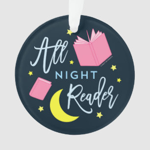 Moon Stars and Pink Books All Night Reader Ornament